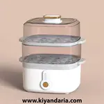 بخارپز برقی چند منظوره خانگی مدل DZL-201، دو طبقه با قطع‌ کن خودکار. نمای روبرو