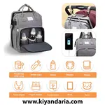 کوله پشتی چند کاره مادر و کودک با تخت تاشو، ظرفیت بالا و پورت USB. نمای دیگر