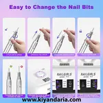 دریل برقی ناخن حرفه‌ای NAILGIRLS مدل T17 با سرعت 35000RPM و پدال پا. نمای کلی