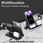 پایه شارژر بی‌ سیم با ساعت زنگ‌ دار و چراغ LED برند VIKEFON مدل Wireless Charger. نمای دیگر