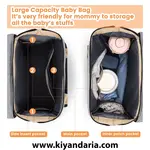 کوله پشتی چند کاره مادر و کودک با تخت تاشو، ظرفیت بالا و پورت USB. نمای داخل