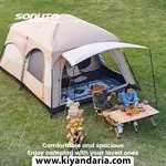 چادر کمپینگ خانوادگی 3-5 نفره دوتخته با دو اتاق و ضدآب. نمای بالا