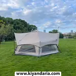 چادر اتوماتیک شش‌ ضلعی 5-8 نفره طرح قارچ، ضد آب رنگ بژ. نمای کلی