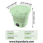 مینی ماشین لباسشویی تاشو 8 لیتری قابل حمل با خشک‌ کن برند جنریک مدل WM-001 سبز. ابعاد