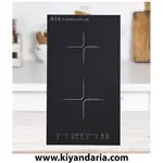 اجاق برقی توکار دو شعله SAINTCIAGA مشکی نمای روبه رو