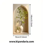 تابلو بوم مدرن طرح گلدان سفید با گل و برگ سبز – بدون قاب با طراحی مینیمال سایز 140* 70
