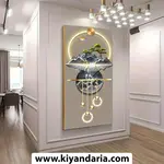تابلو دیواری مدرن بزرگ طرح کوهستان و ماه طلایی – بدون قاب سایز 140*70