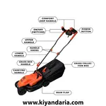 چمن زن مدل Black & Decker - مشکی نارنجی نمای کارایی دکمه ها