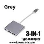 نما کلی کابل تبدیل 3 در 1 از نوع Type-C به HDMI، USB و USB-C، یک داک (ایستگاه اتصال) USB-C