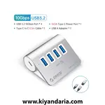 نما کلی هاب USB 3.2 ORICO با سرعت 10 گیگابیت بر ثانیه، بدنه آلومینیومی، پشتیبانی از شارژ سریع PD با توان 60 وات