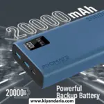 پاور بانک Promate Bolt 20Pro ظرفیت 20000 میلی آمپر رنگ آبی نمای کنار 