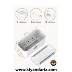  نما داخل چندراهی برق PEGANT با 5 پریز، 3 پورت USB و جعبه مدیریت کابل